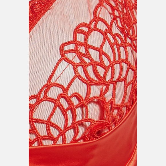 NEW Ann Summers [ Large 12-14 ]‎ Nya Sheer Embroidered Sequin Underwire Bra Red - Picture 2 of 11